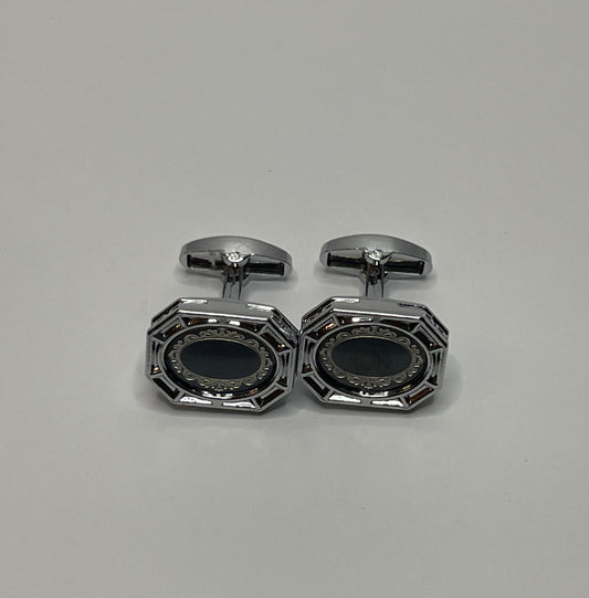Stainless Silver Black Cufflinks