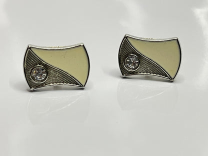 Crystal  Ivory & Silver Cufflinks