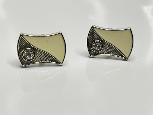 Crystal  Ivory & Silver Cufflinks