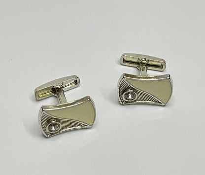 Crystal  Ivory & Silver Cufflinks