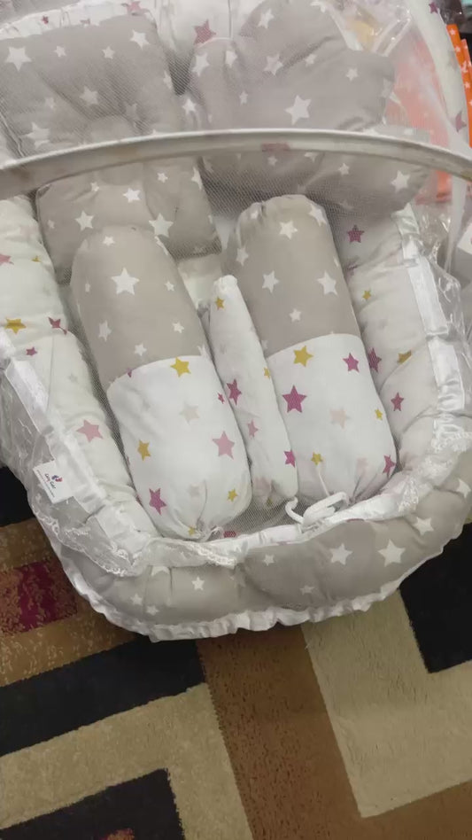 Baby Kit Set (1-in-15) – Newborn Clothes, Bibs, Feeder, Towels, Elastic Sheet, Baby Care Kit, (Sleeping Set With  Baby Nest, Pillow, Mat, Wrapping Sheet & More)